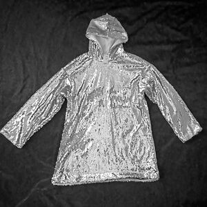 Silver sequined AKIRA hoodie minidress